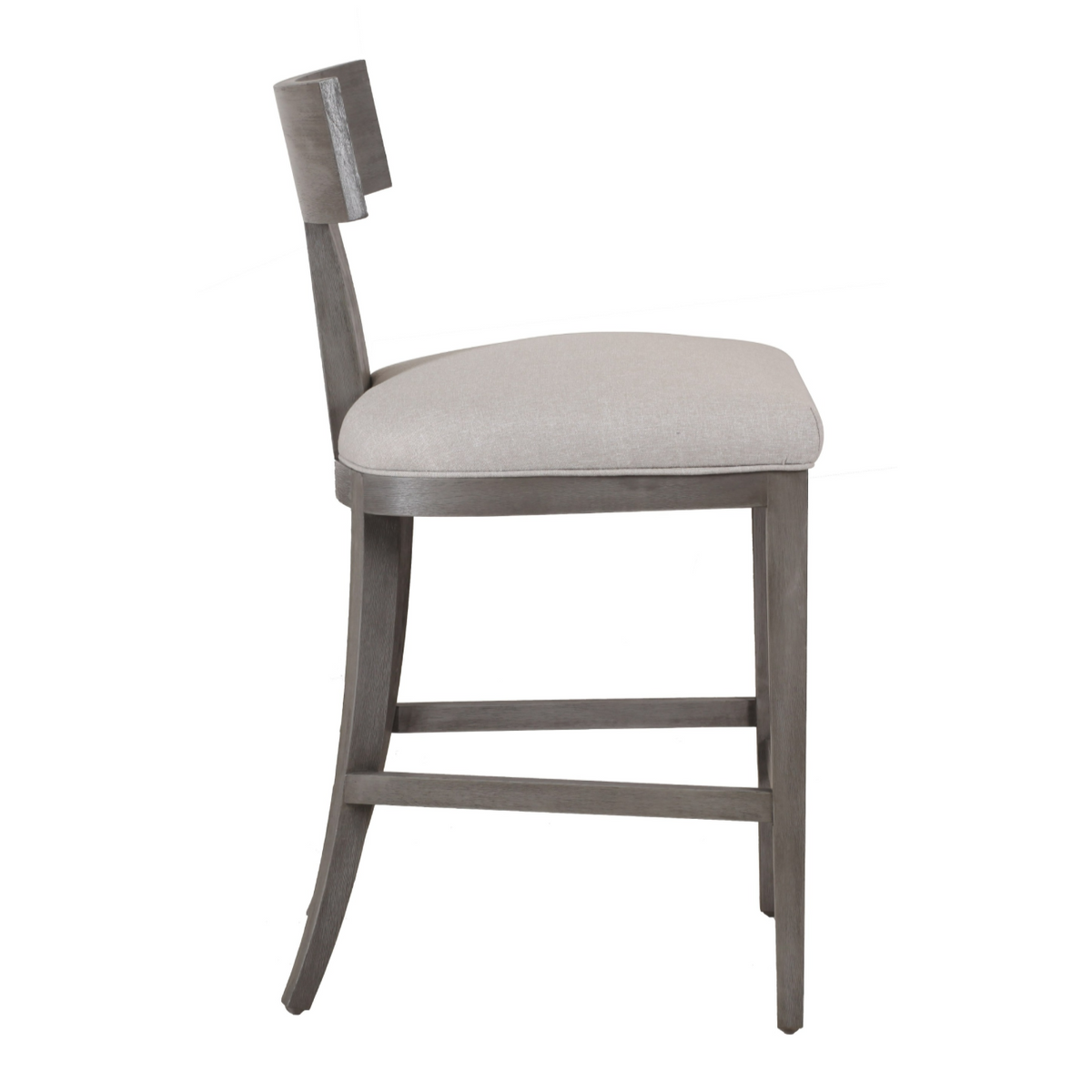 Fabien Mid-Century Modern Beige Linen + Grey Wash Counter Chair