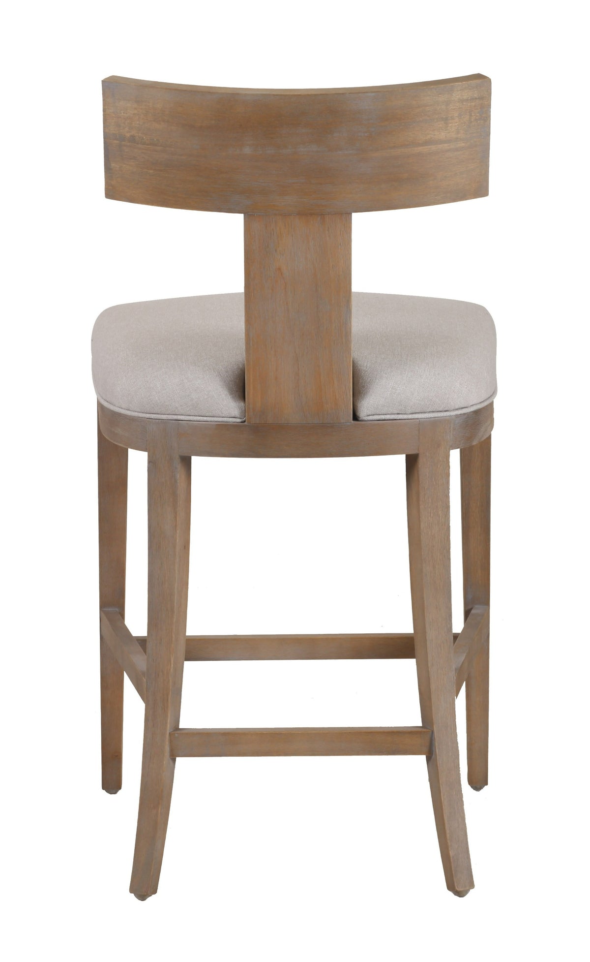 Fabien Mid-Century Modern Beige Linen + Wood Counter Chair