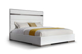 Cartier Modern White Vegan Leather + Stainless Steel 4-Piece Bedroom Set