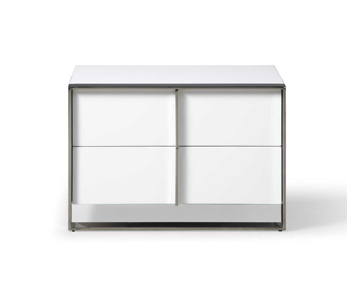 Cartier Modern White Vegan Leather + Stainless Steel 4-Piece Bedroom Set