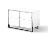 Cartier Modern White Vegan Leather + Stainless Steel 4-Piece Bedroom Set