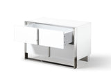 Cartier Modern White Vegan Leather + Stainless Steel Bedroom Set