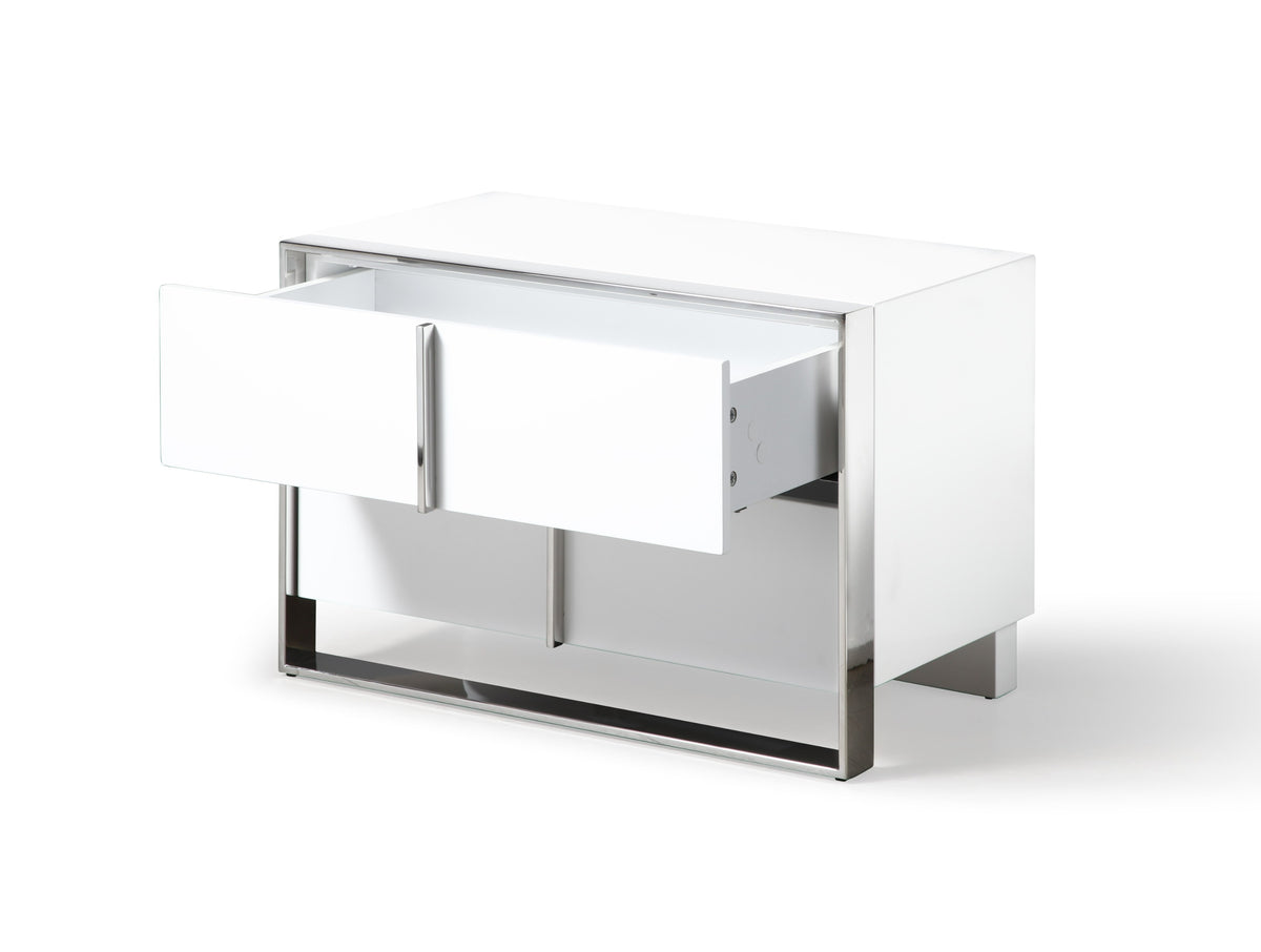 Cartier Modern White Vegan Leather + Stainless Steel Bedroom Set