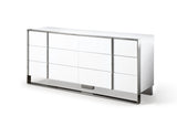 Cartier Modern White Vegan Leather + Stainless Steel 4-Piece Bedroom Set