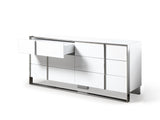 Cartier Modern White Vegan Leather + Stainless Steel Bedroom Set