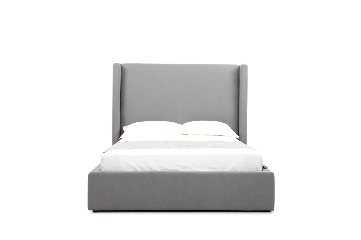 Eastern King Modrest Byrne Modern Grey Fabric Bed