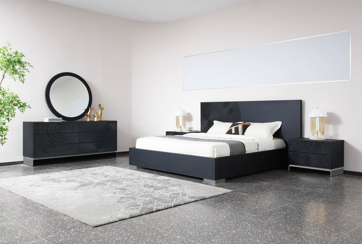 Eastern King Cirque Modern Black Ash Bedroom Set