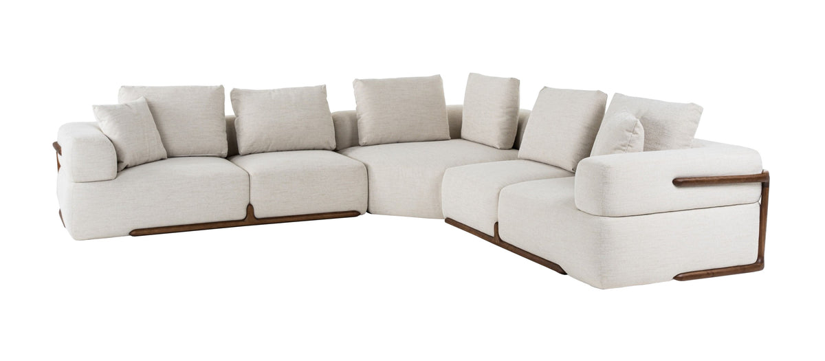 Simone Modern Off-White Fabric Sectional Sofa
