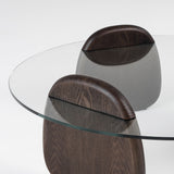 Buxton Mid-Century Modern Glass + Dark Walnut Coffee Table