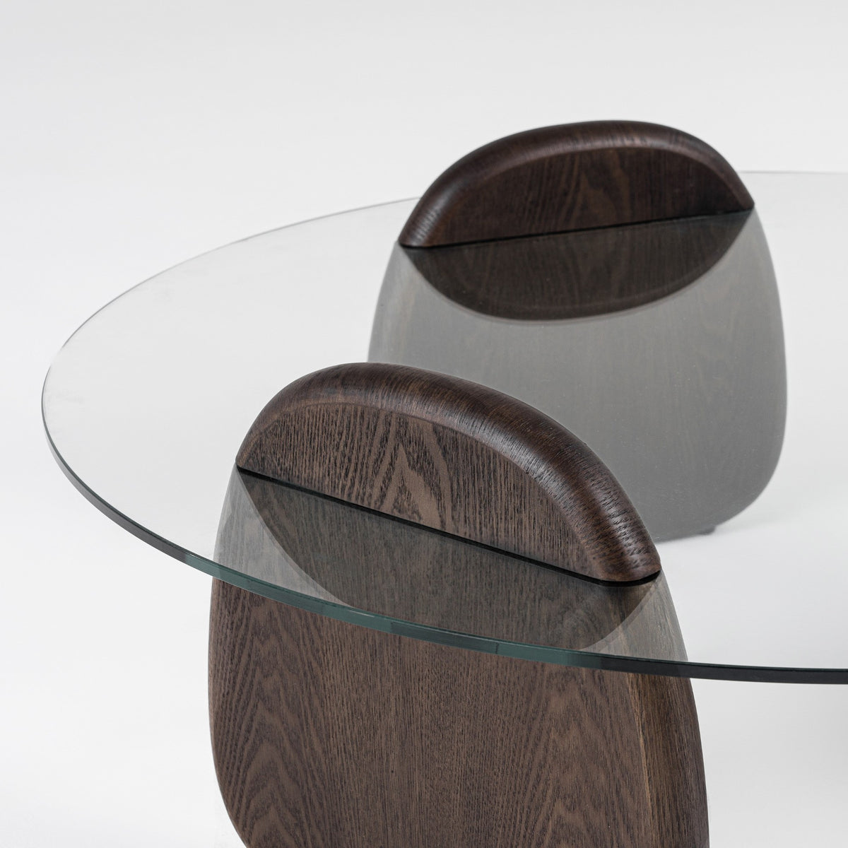Buxton Mid-Century Modern Glass + Dark Walnut Coffee Table