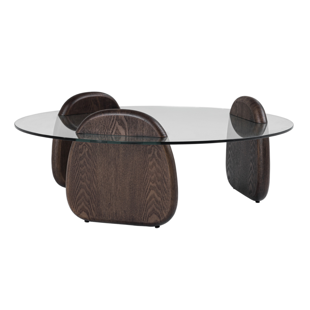 Buxton Mid-Century Modern Glass + Dark Walnut Coffee Table
