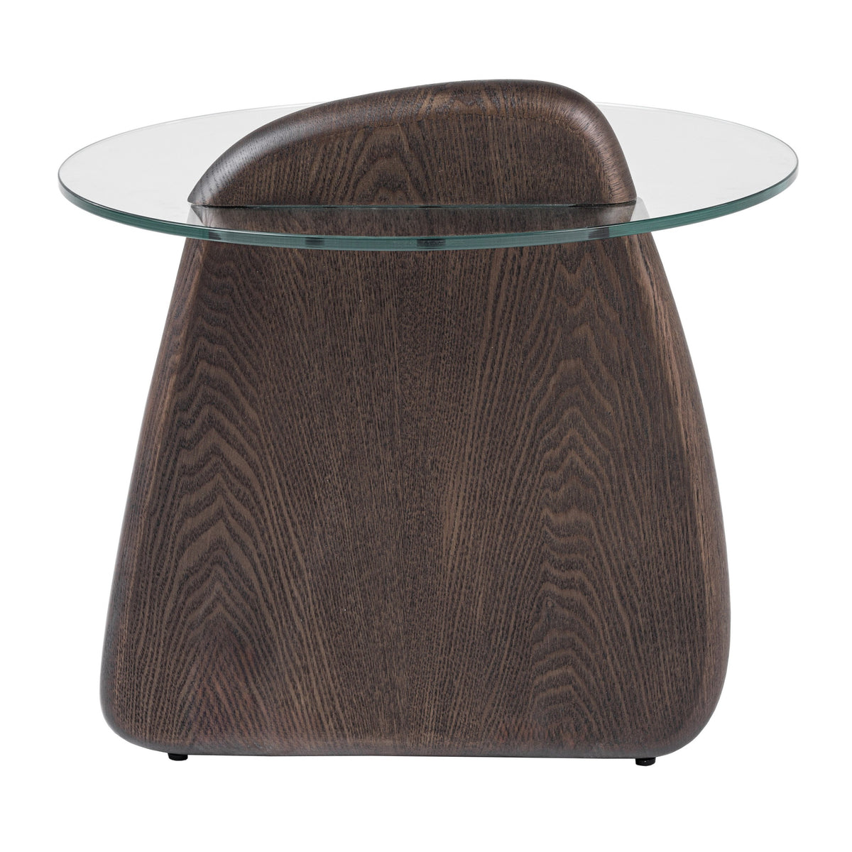 Buxton Mid-Century Modern Glass + Dark Walnut End Table