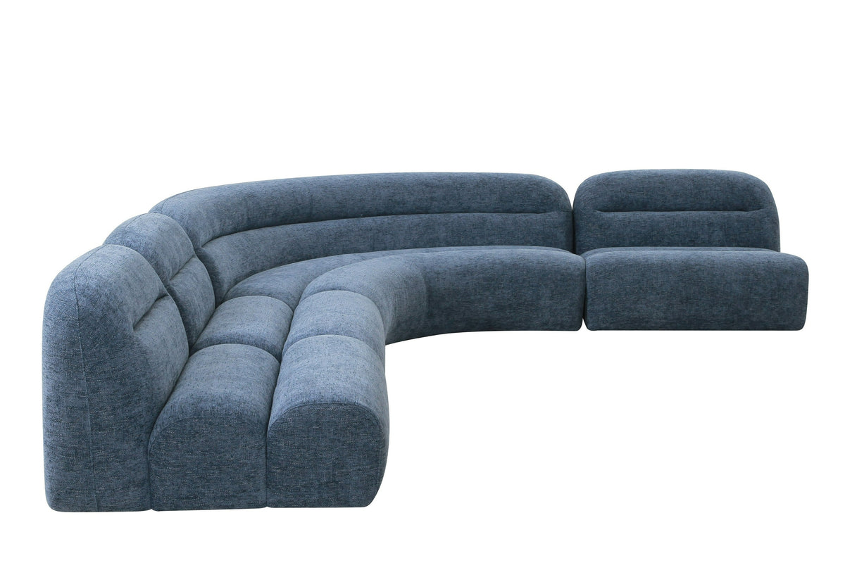 Forman Modern Blue Fabric Modular Armless Sectional Seat