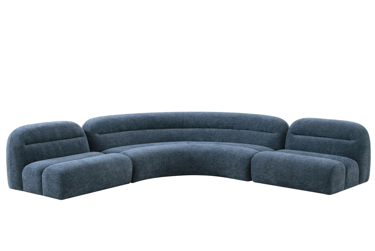 Forman Modern Blue Fabric Modular Armless Sectional Seat