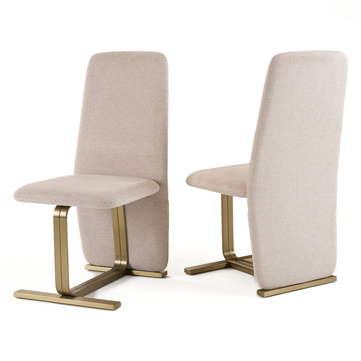 Tasha Modern Beige Linen + Brushed Brass Dining Chair (Set of 2)
