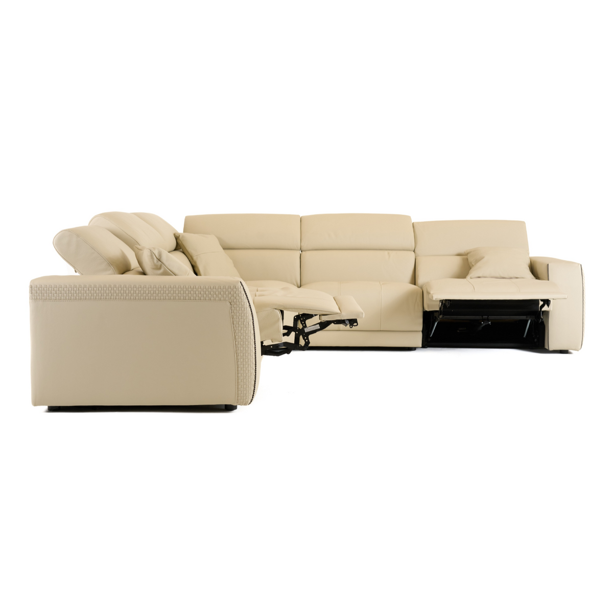 Dalton Modern Italian Cream Leather Sectional Sofa + Recliners
