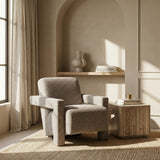 Wylie Modern Light Grey-Beige Fabric Accent Chair