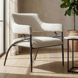 Ector Modern Off-White Fabric + Forged Metal Accent Chair