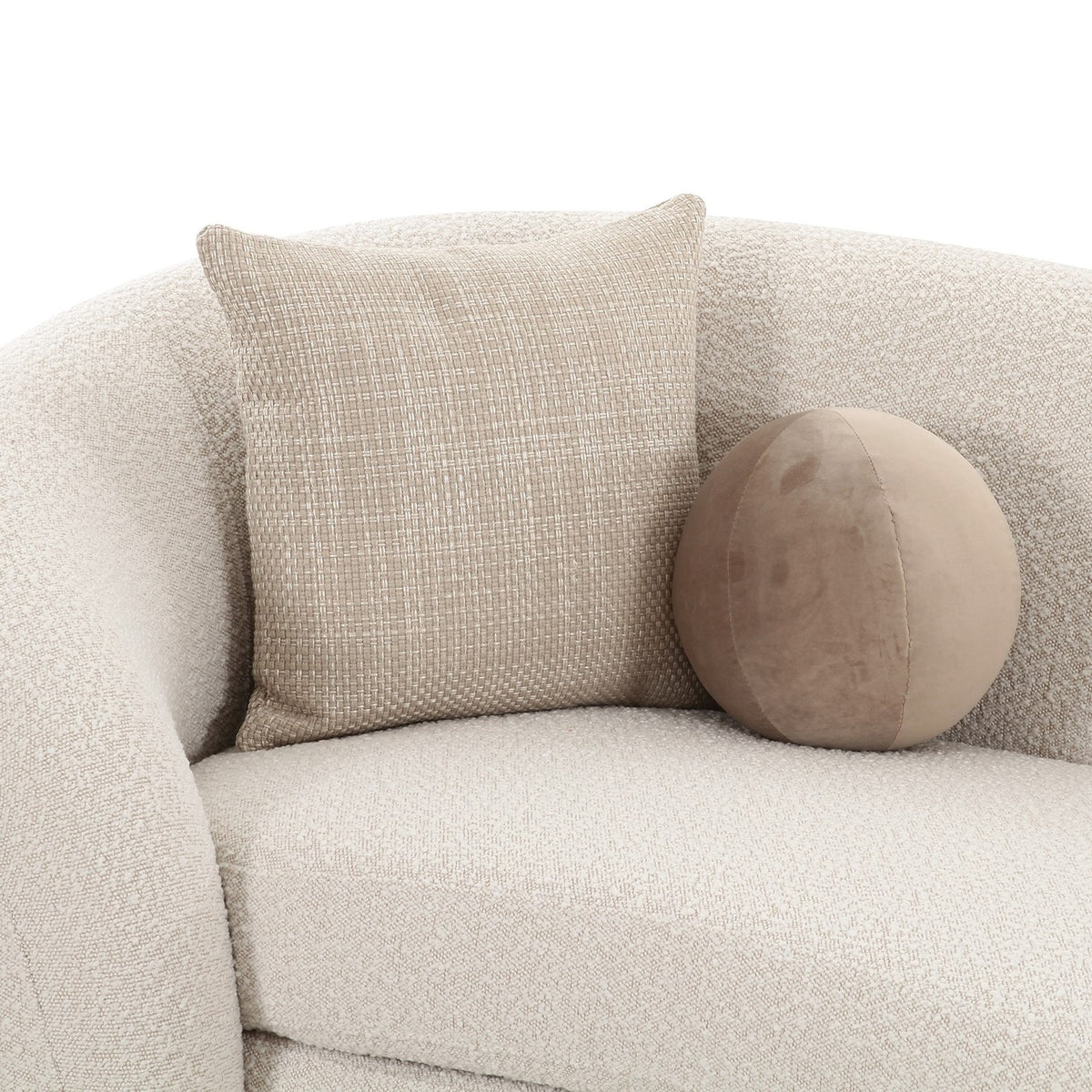 Kilmer Modern Off-White Curved Fabric Sectional Sofa