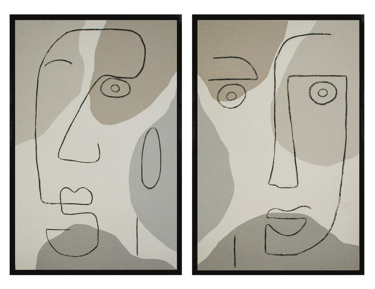 Faces Silhouette Modern Painting Set of 2