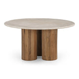 Hayden Modern Marble + Wood Round Coffee Table