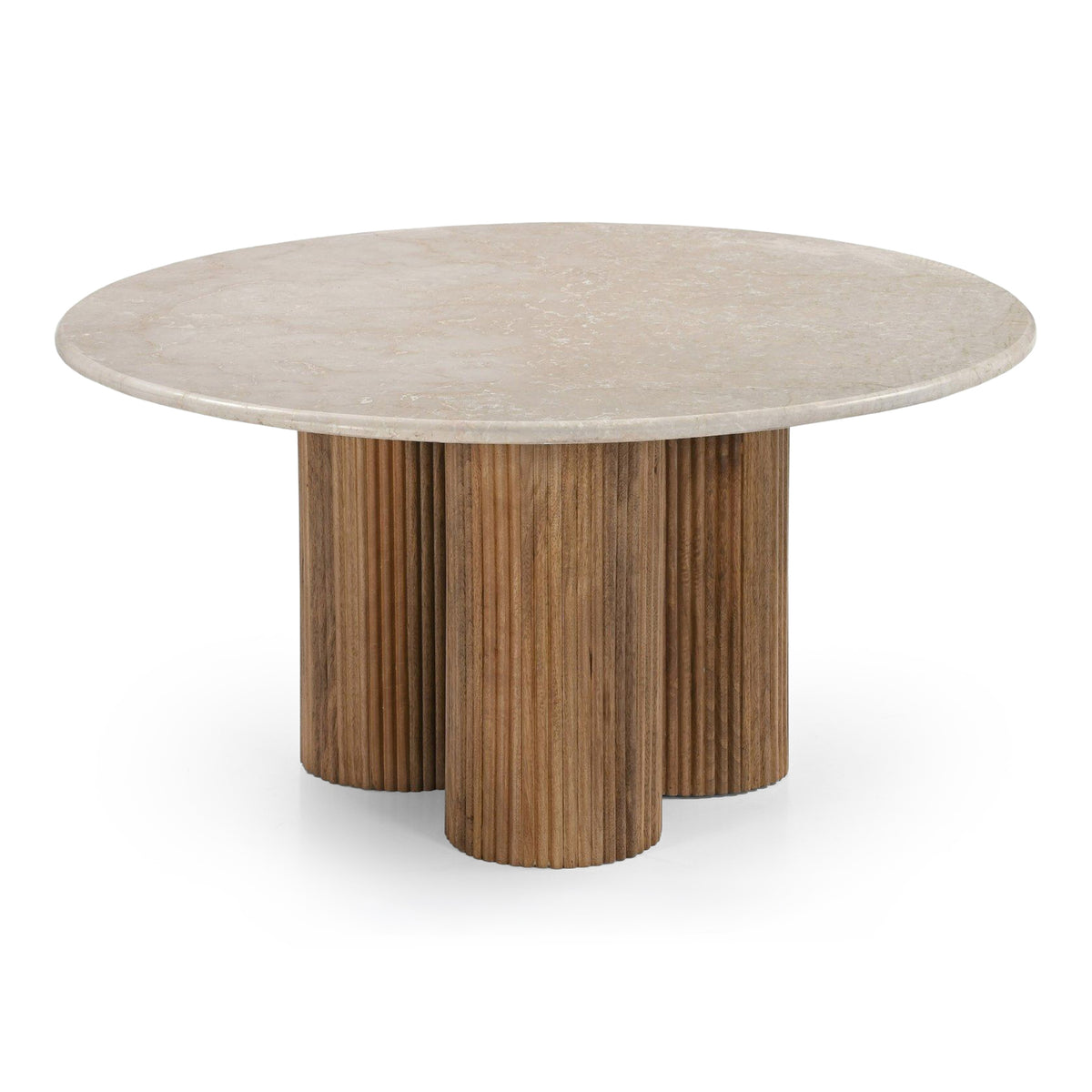 Hayden Modern Marble + Wood Round Coffee Table
