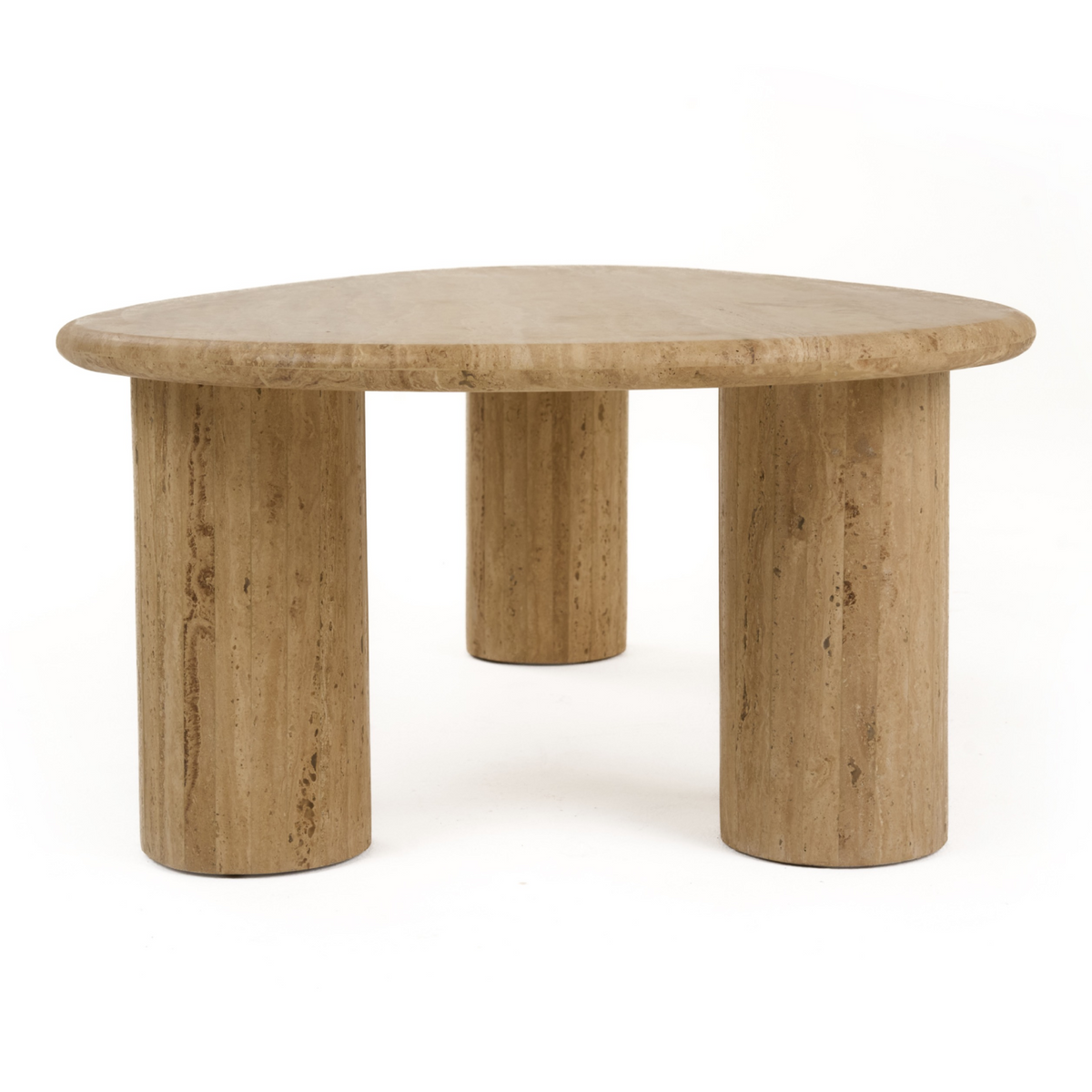 Gracemont Modern Travertine Marble Freeform Coffee Table