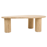 Gracemont Modern Travertine Marble Freeform Coffee Table