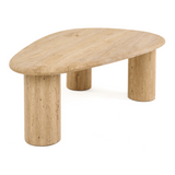 Gracemont Modern Travertine Marble Freeform Coffee Table