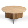 Pawnee Modern Travertine Marble + Wood Round Coffee Table