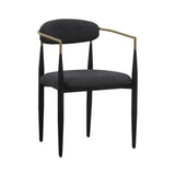 Buchtel Mid-Century Modern Dark Grey + Gold Arm + Black Dining Chair