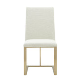Frankie Modern Off-White Fabric + Antique Brass Dining Chair