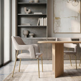 Childers Modern Grey Fabric + Antique Brass Dining Chair
