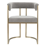 Byron Modern Grey Fabric + Antique Brass Dining Chair
