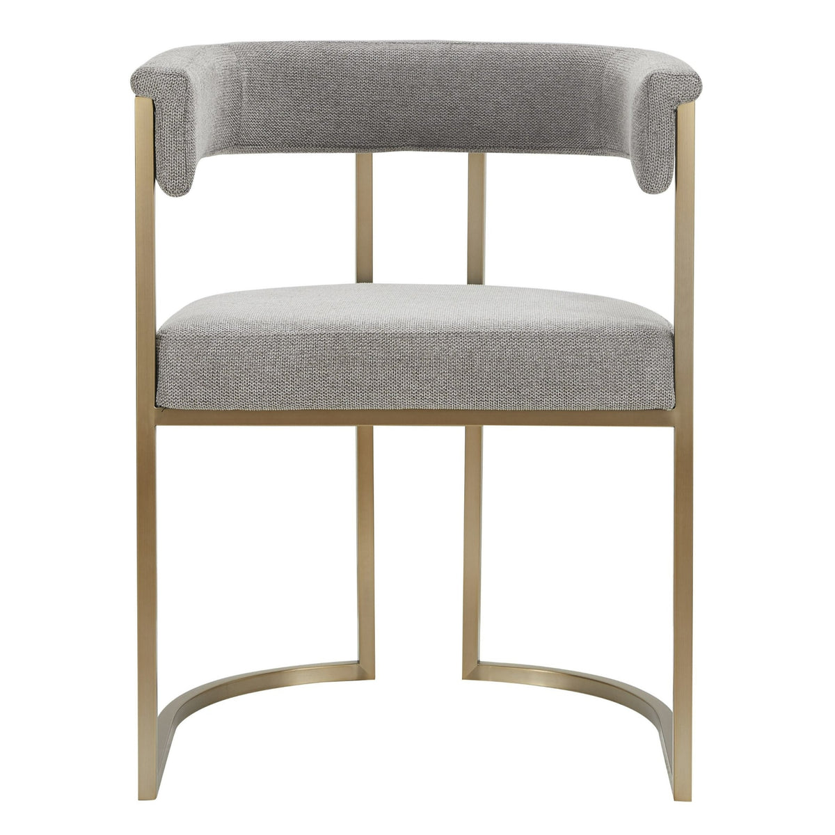 Byron Modern Grey Fabric + Antique Brass Dining Chair