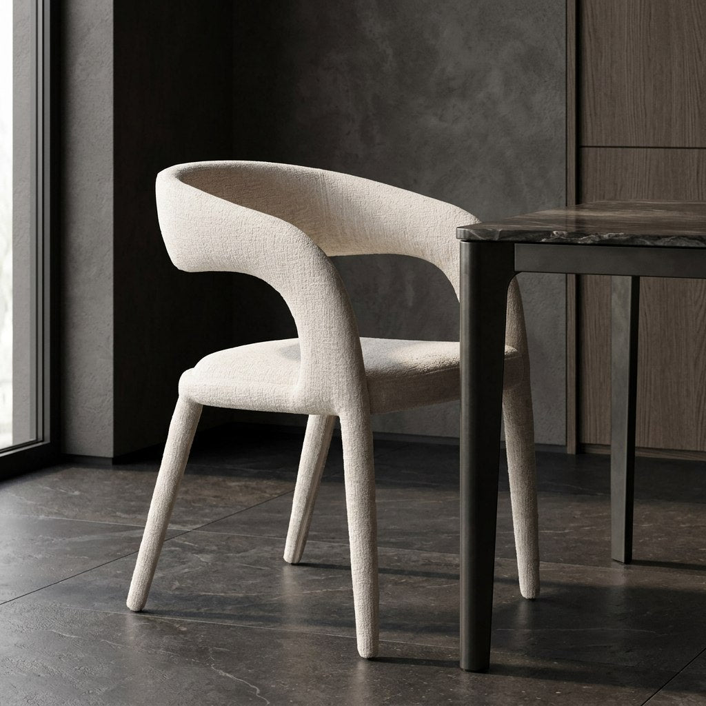 Faerron Modern Ivory Beige Fabric Dining Chair