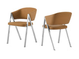 Marcus Modern Camel Vegan Leather Dining Chair (Set of 2)