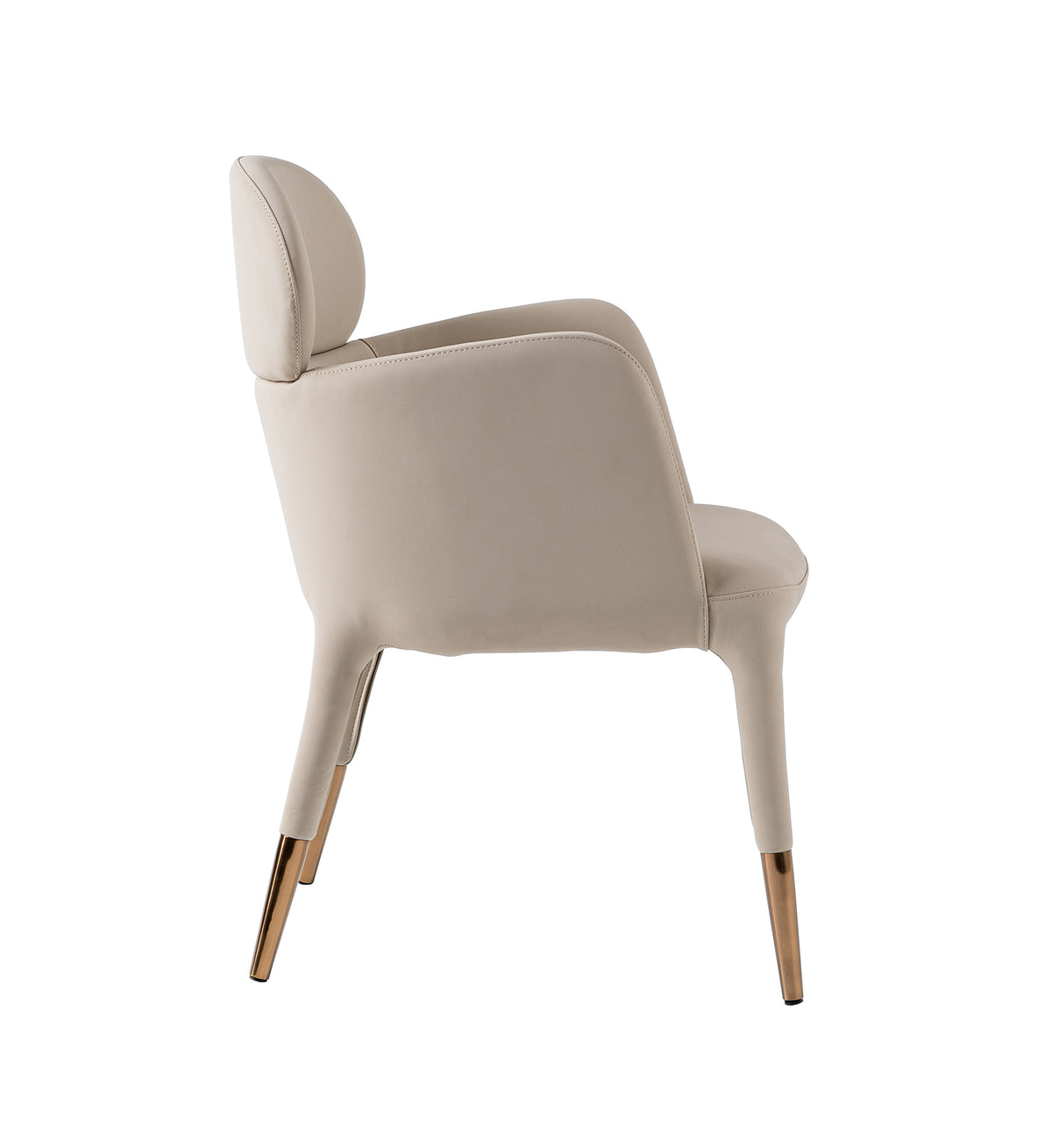 Shannon Modern Beige Vegan Leather + Rosegold Dining Chair