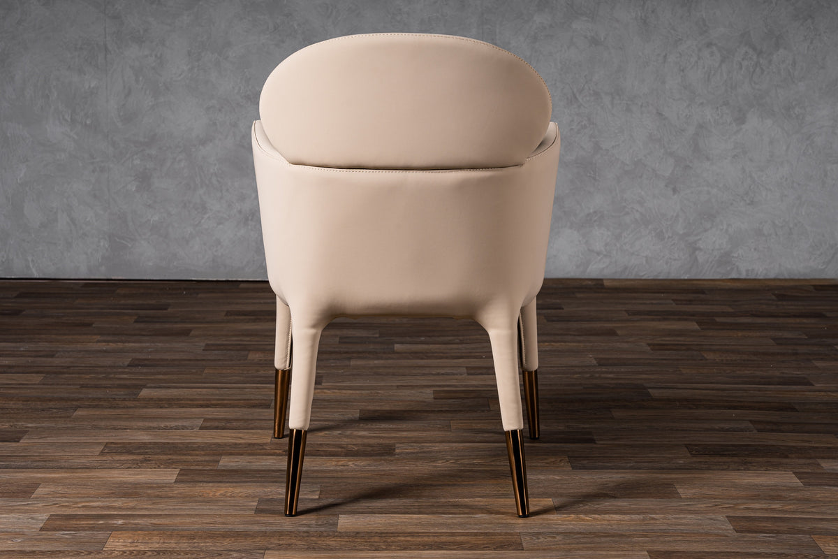 Shannon Modern Beige Vegan Leather + Rosegold Dining Chair