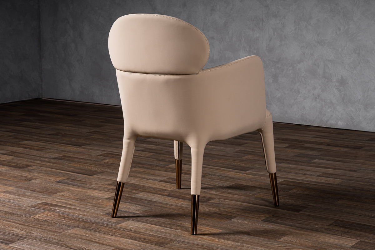 Shannon Modern Beige Vegan Leather + Rosegold Dining Chair