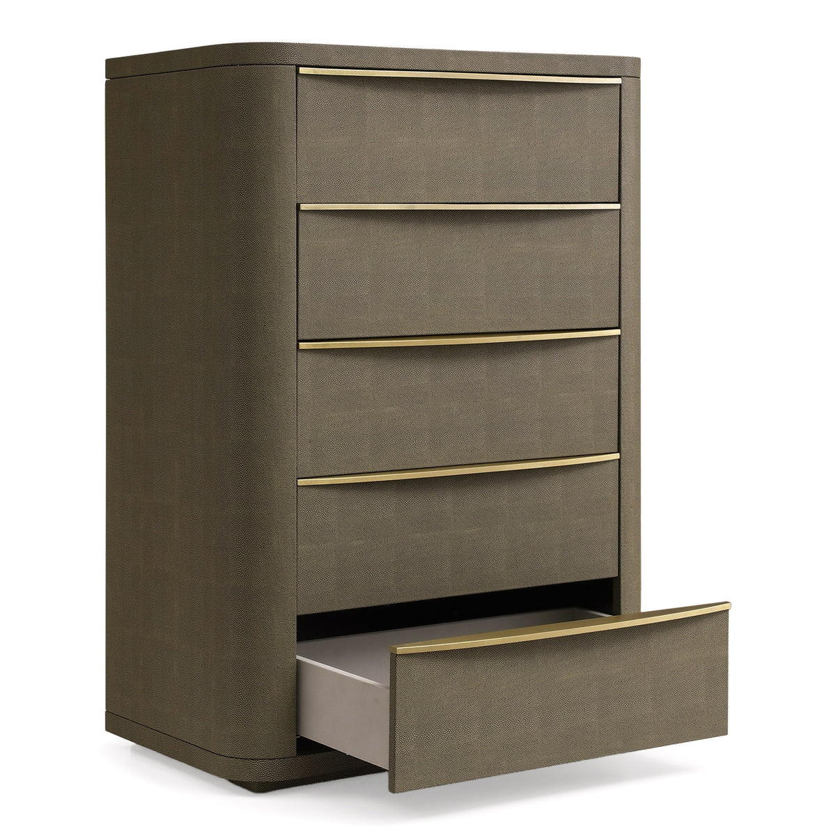 Lois Modern Beige Shagreen + Brass Chest