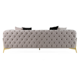 Clarice Transitional Light Beige Velvet Sofa