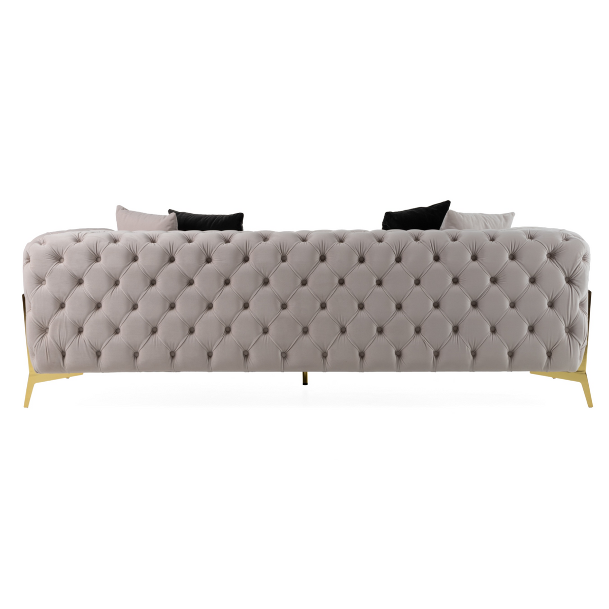 Clarice Transitional Light Beige Velvet Sofa