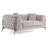 Clarice Transitional Light Beige Velvet Loveseat