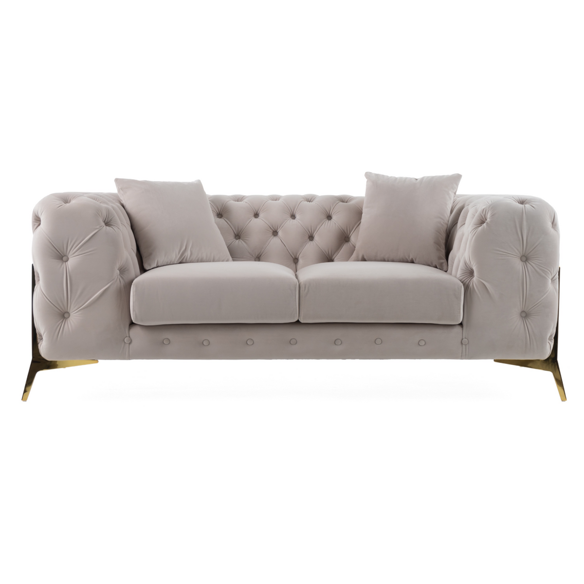 Clarice Transitional Light Beige Velvet Loveseat