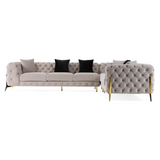 Clarice Transitional Light Beige Velvet Sectional Sofa