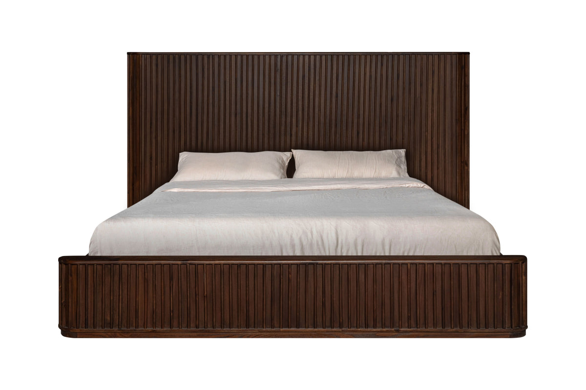 Queen Fields Modern Walnut Acacia Bed
