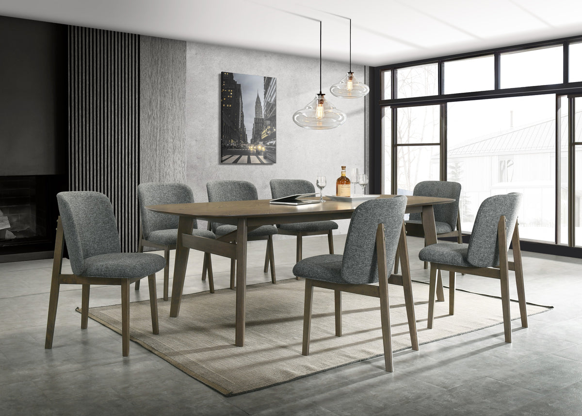 Costello Mid-Century Modern Wenge Dining Table + 8 Chairs Set