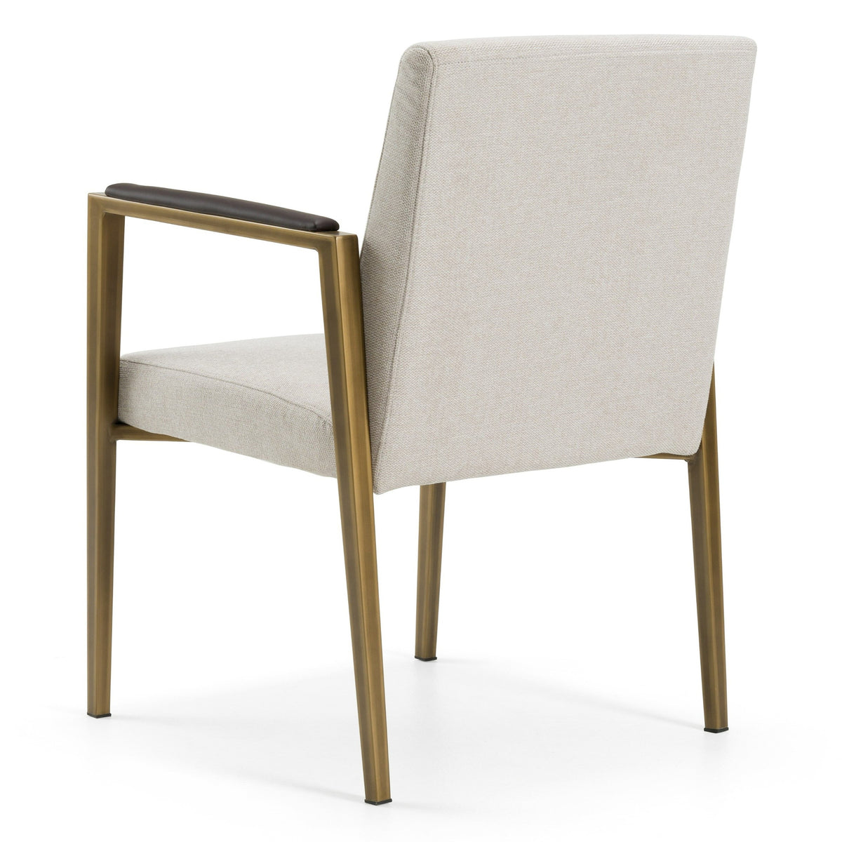 Sanders Modern Off-White Fabric + Brass Dining Chair