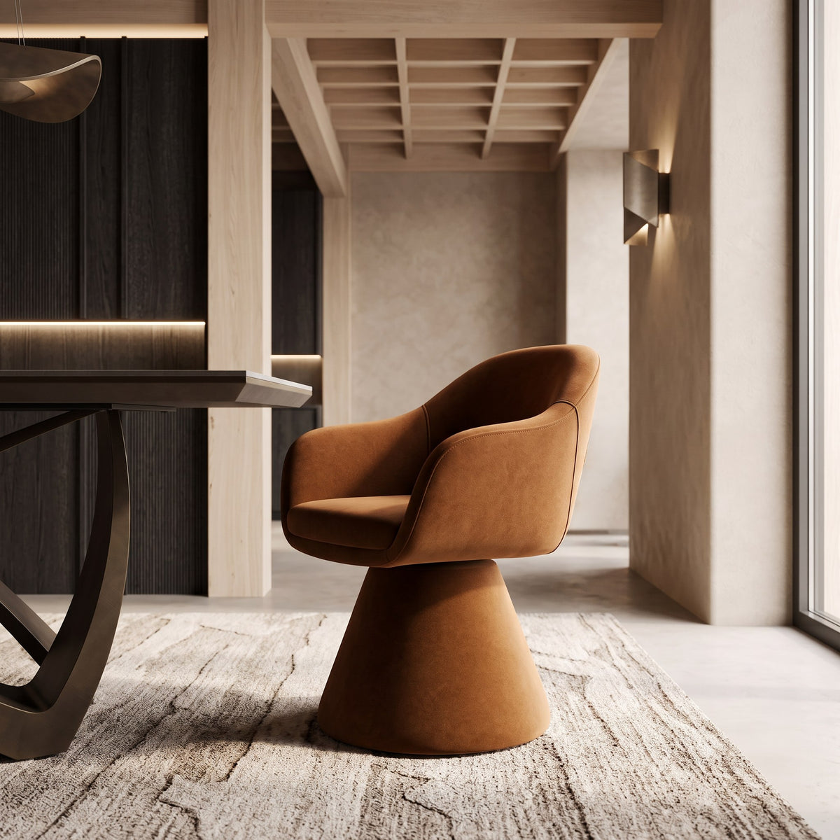 Risa Modern Rust Fabric Swivel Dining Chair